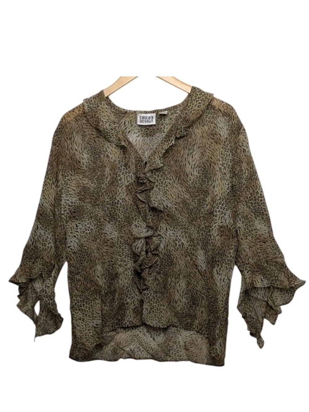 Chicos 2 Silk Animal Print Blouse Large Chicos Design Vintage